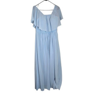 Nwt Revelry Abigail Chiffon Bridesmaid Dress Light Blue 936 Size 12 petite Maxi